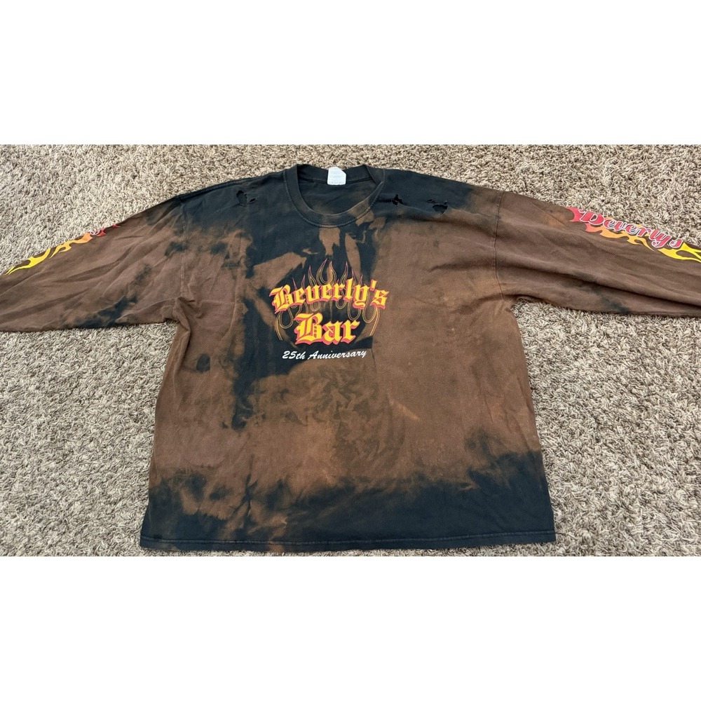 Vintage Long Sleeve Tye Dye T-Shirt Beverly's Bar Austin TX Mens Size 3XL